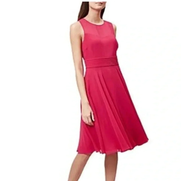 Hobbs pink satin pleated mini dress - Picture 1 of 11